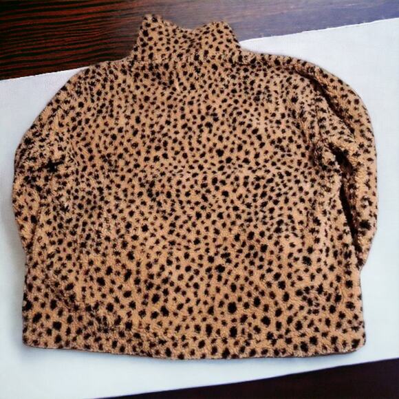 NWT - Billabong Half Zip Sherpa Teddy Fleece Pullover Cheetah Leopard Size: S - Picture 3 of 7